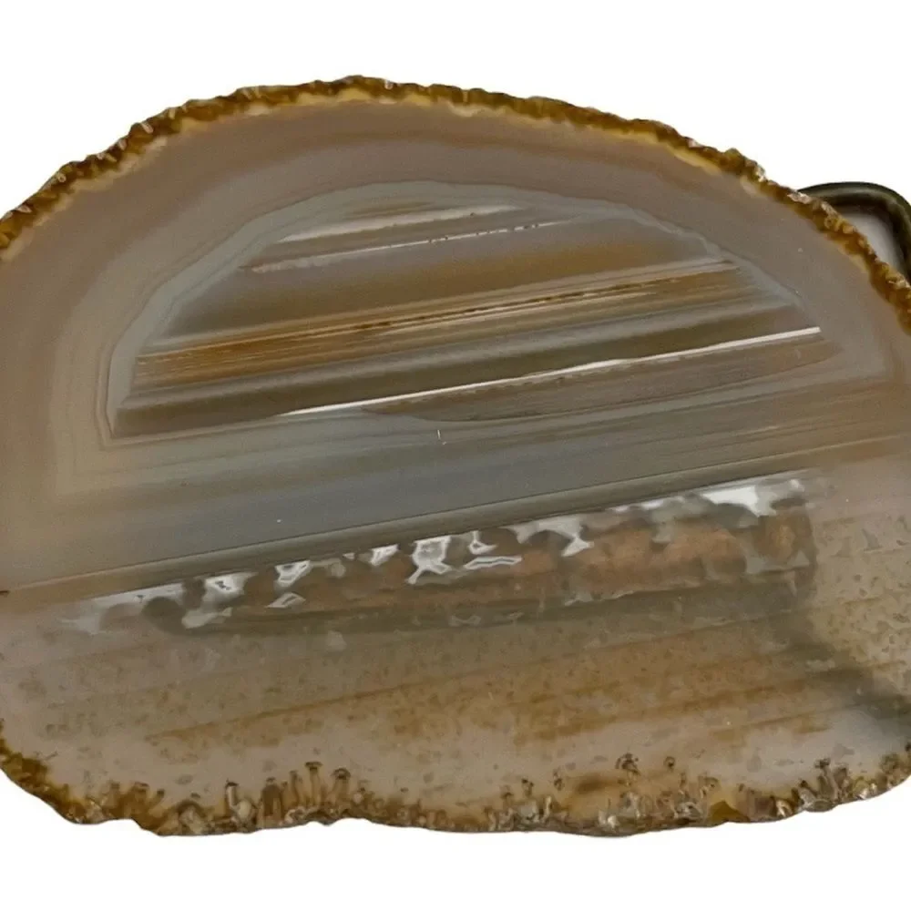 POLISHED Geode Agate Gemstone Slice Belt Buckle